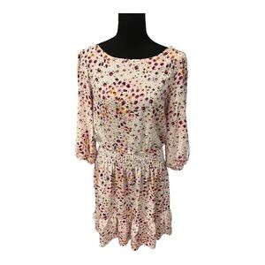 Maison Tara Floral Ruffle White Dress Size 12